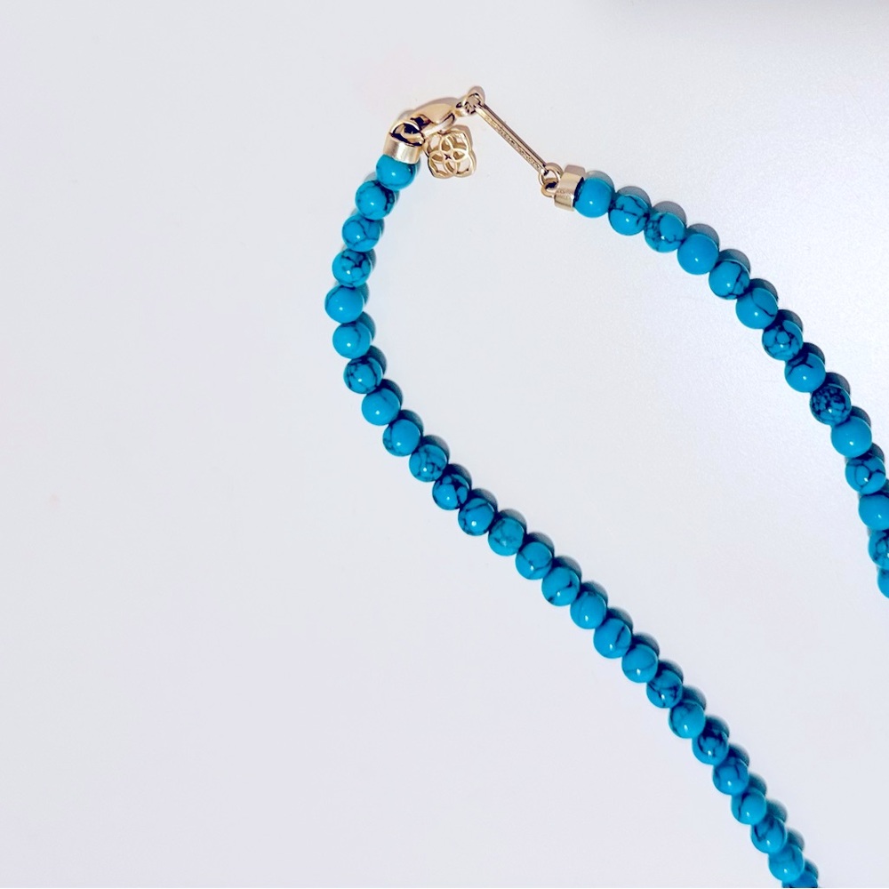 KENDRA SCOTT Tatiana Long Beaded Turquoise Tassel Statement Necklace - Picture 6 of 12